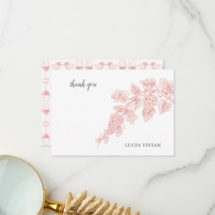 Grape Fruits Plant Champagne Retro  Thank You Card