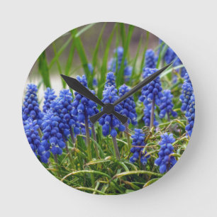 Grape Hyacinth Round Clock
