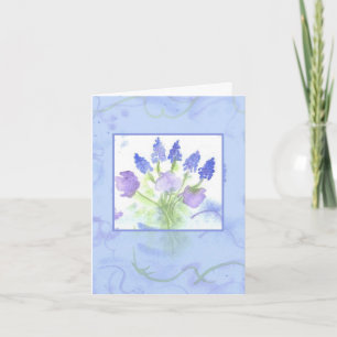 Grape Hyacinth Sweet Pea Watercolor Thank You Card