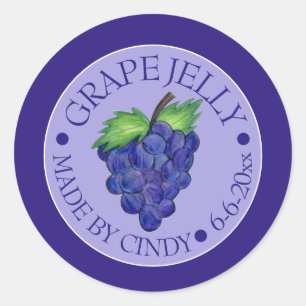 Grape Jam Jelly Fruit Preserves Homemade Canned By Classic Round Sticker