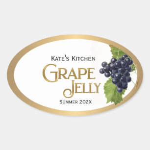Grape Jelly Label Vintage Gold Border
