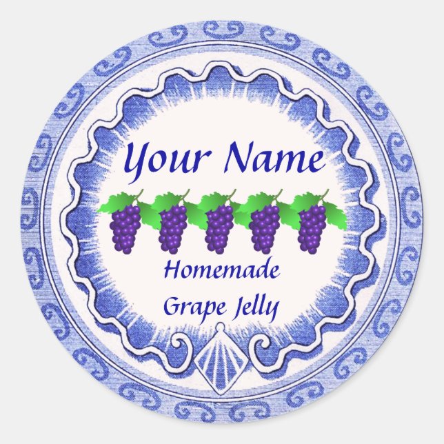 Grape Jelly  Personalise Classic Round Sticker (Front)