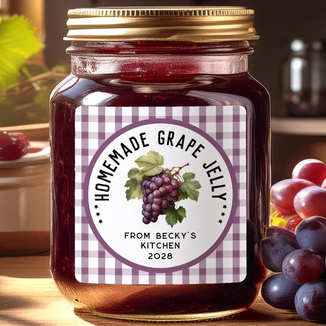 Grape jelly with chequered pattern square sticker (Creator Uploaded)