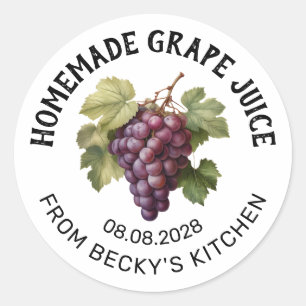 Grape Juice canning label with red grapes