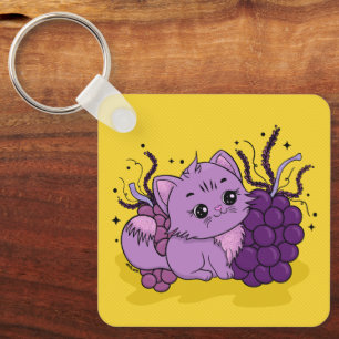 Grape Kitty Keychain