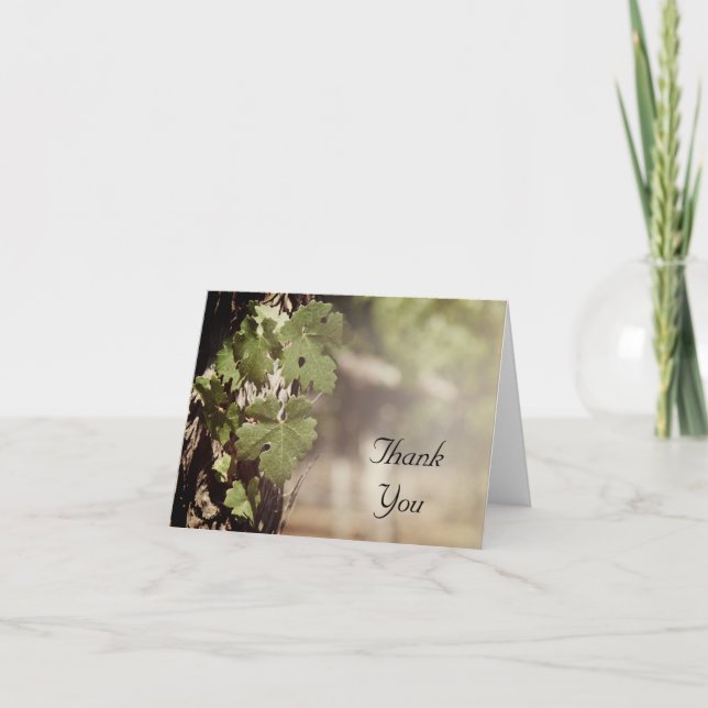 Grape Leaves Vineyard Thank You Card (Front)