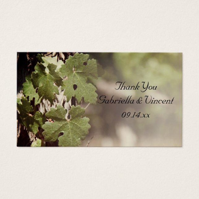 Grape Leaves Vineyard Wedding Favour Tags (Front)