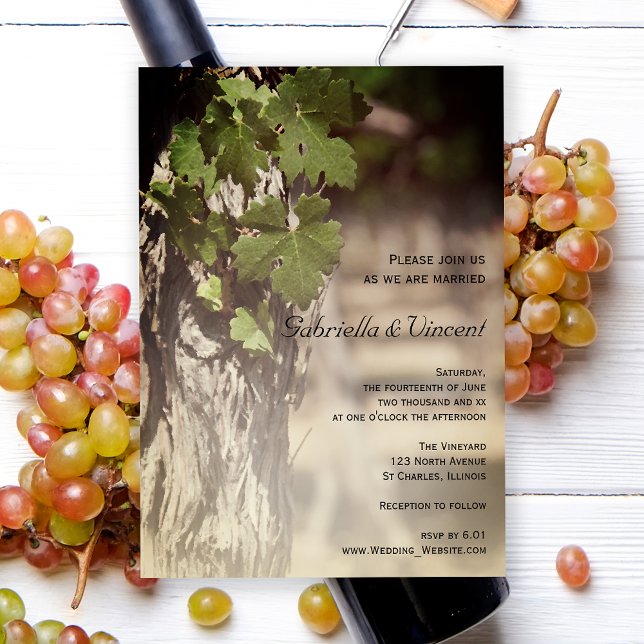 Grape Leaves Vineyard Winery Wedding Invitation (Creator Uploaded)