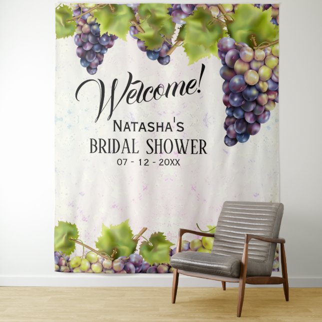 Grape Mediterranean Vineyard Garden Backdrop Tapestry (In Situ)