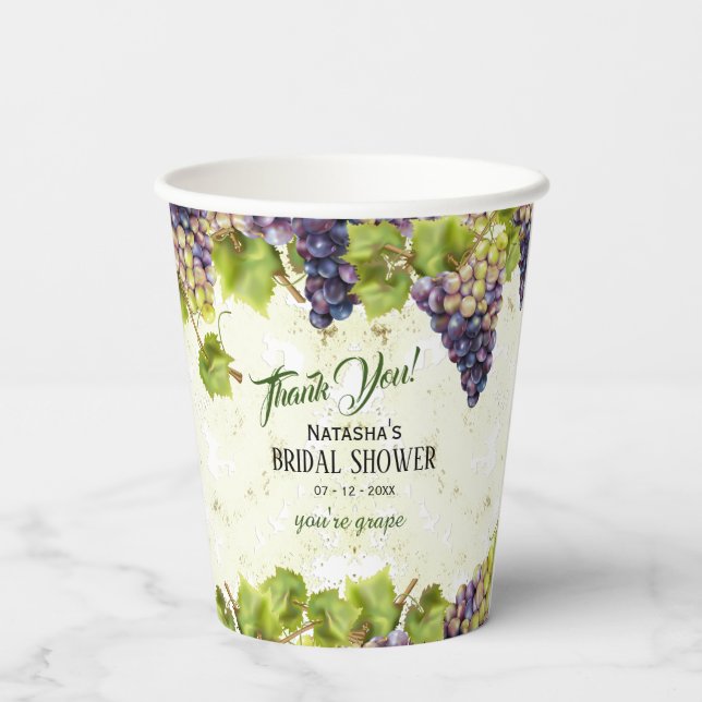 Grape Mediterranean Vineyard Garden Wedding Paper Cups (Back)