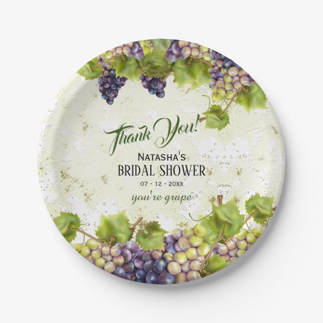 Grape Mediterranean Vineyard Garden Wedding Paper Plate (Front)