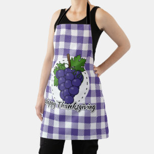 Grape on Violet Plaid - Happy Thanksgiving Apron