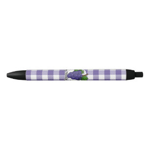Grape on Violet Plaid - Happy Thanksgiving Black Ink Pen