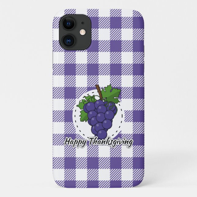 Grape on Violet Plaid - Happy Thanksgiving Case-Mate iPhone Case (Back)