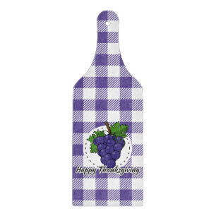 Grape on Violet Plaid - Happy Thanksgiving Cutting Board