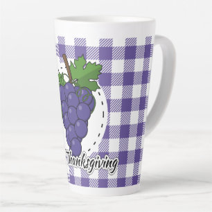 Grape on Violet Plaid - Happy Thanksgiving Latte Mug