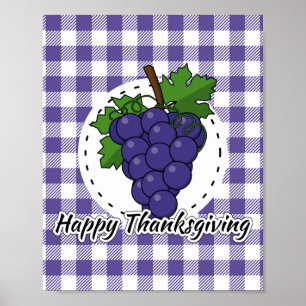 Grape on Violet Plaid - Happy Thanksgiving Poster