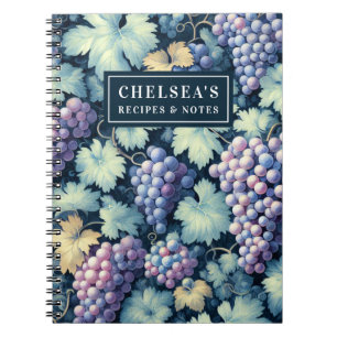 Grape Pattern Custom Name Personal Notebook