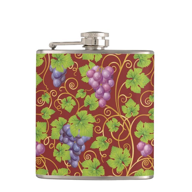 Grape Pattern Hip Flask (Front)