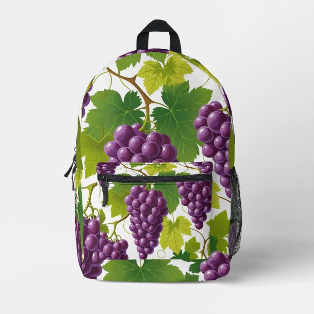 Grape Pattern Printed Backpack (Front)