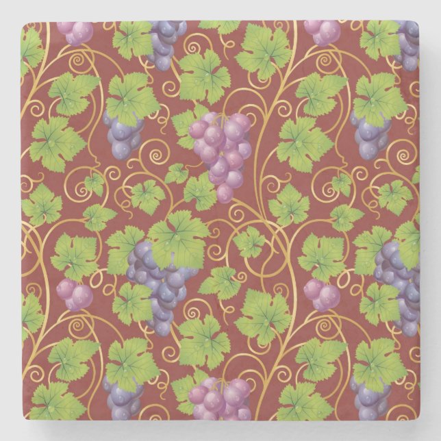 Grape Pattern Stone Coaster (Front)