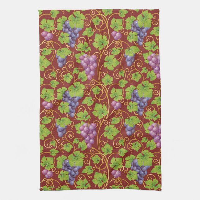 Grape Pattern Tea Towel (Vertical)