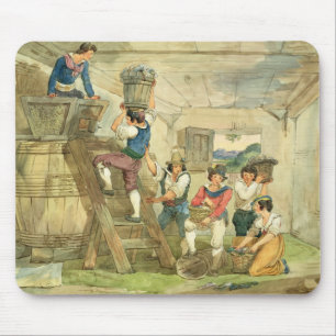 Grape-pickers carrying grapes to the press mouse pad