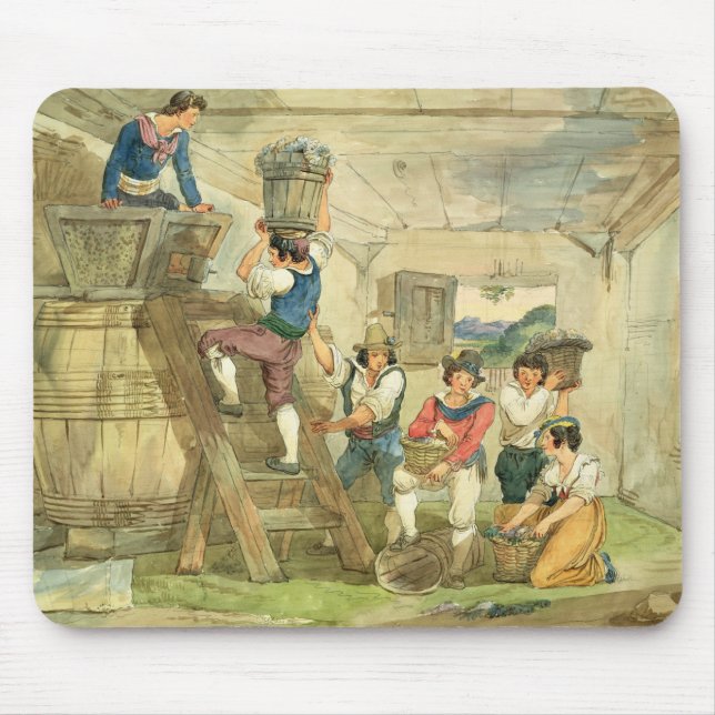 Grape-pickers carrying grapes to the press mouse pad (Front)