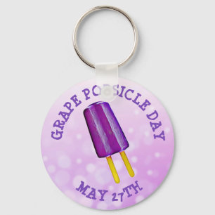 Grape Popsicle Day  May 27th Funny Food Holiday Key Ring