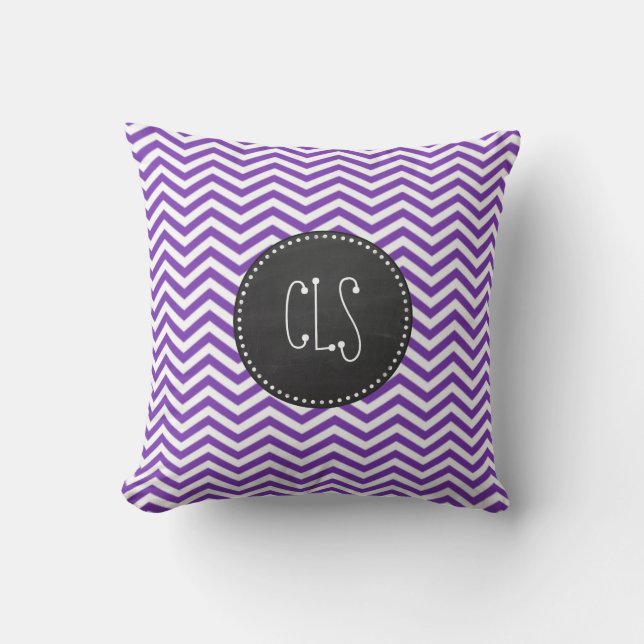 Grape Purple Chevron Stripes; Chalkboard look Cushion (Front)