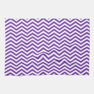 Grape Purple Chevron Stripes Tea Towel