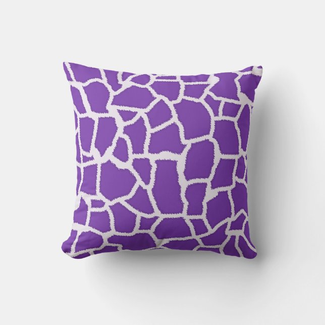 Grape Purple Giraffe Animal Print Cushion (Front)