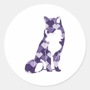 Grape Purple Square and Diamond fox Classic Round Sticker