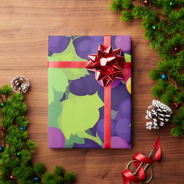 Grape Retro Colourful Personalised Pattern Wrapping Paper (Holiday Gift)