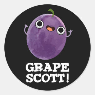 Grape Scott Funny Fruit Grape Pun Dark BG Classic Round Sticker