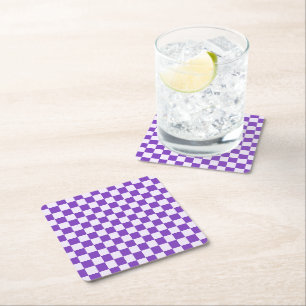 Grape soda chequerboard pattern square paper coaster