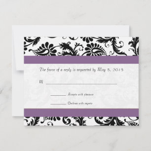 Grape Trim Black Damask Swirls Wedding Response