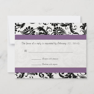 Grape Trim Black Damask Swirls Wedding Response