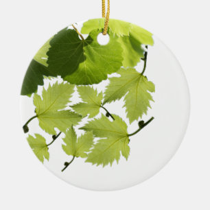 Grape Vine Green Leaves Ceramic Ornament