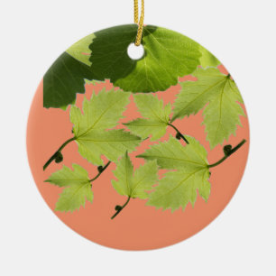 Grape Vine Green Leaves Ceramic Ornament