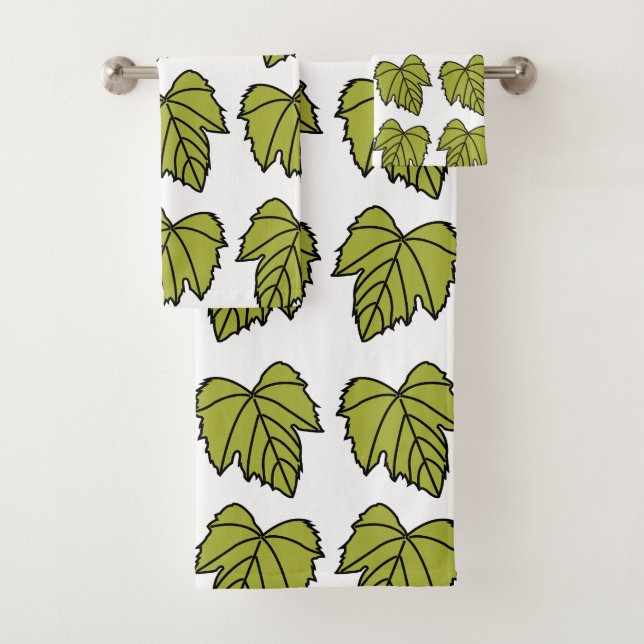 Grape Vine Green Leaves Grape Vine Bath Towel Set (Insitu)