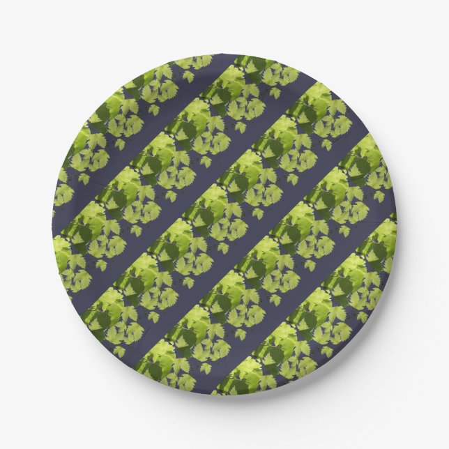 Grape Vine Green Leaves Paper Plate (Front)