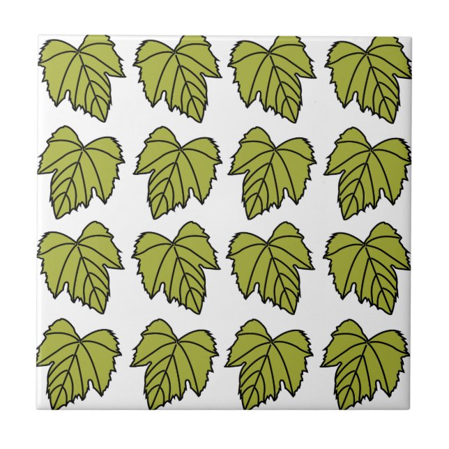 Grape Vine Green Leaves Vines Ceramic Tile (Front)