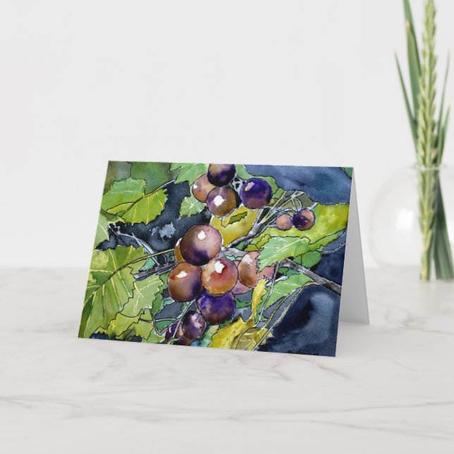grape vine still life modern fruit greeting card (Front)