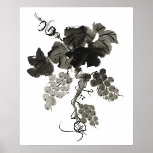 Grape Vine, Sumi-e Poster