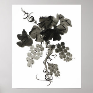 Grape Vine, Sumi-e Poster