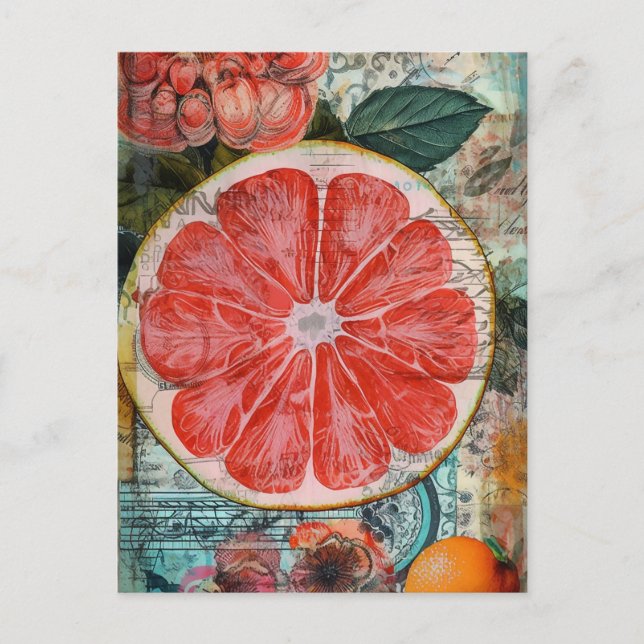 Grapefruit and Flowers Postcard (Front)