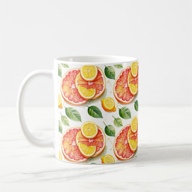 Grapefruit and Lemons Summer Vibes Coffee Mug (Left)