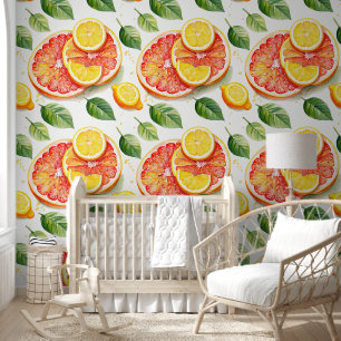 Grapefruit and Lemons Watercolor Citrus Wallpaper