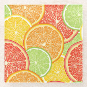 Grapefruit and orange abstract background. glass coaster